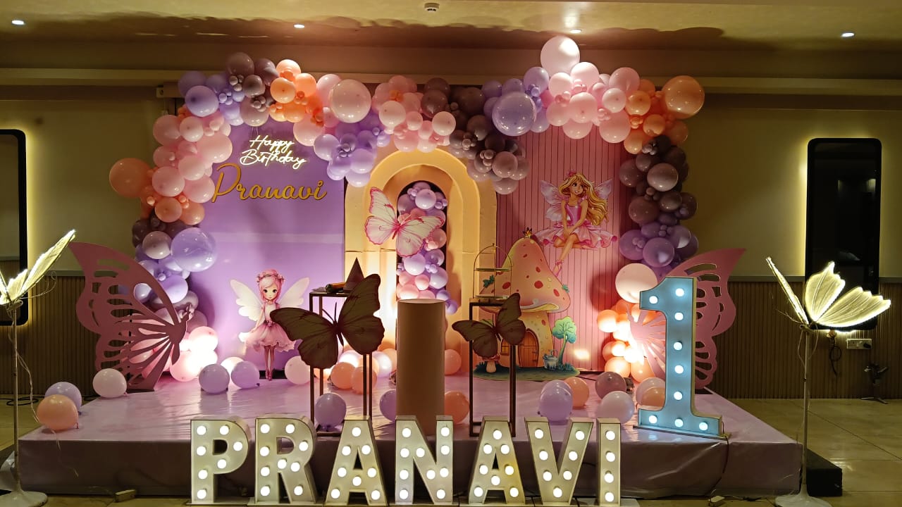 Fairy theme birthday balloon decoration in Chennai